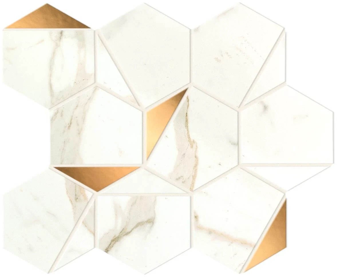 Мозаїка A4WU Marvel Calacatta Prestigio Gold Hex SHINY 251x290 Atlas Concorde