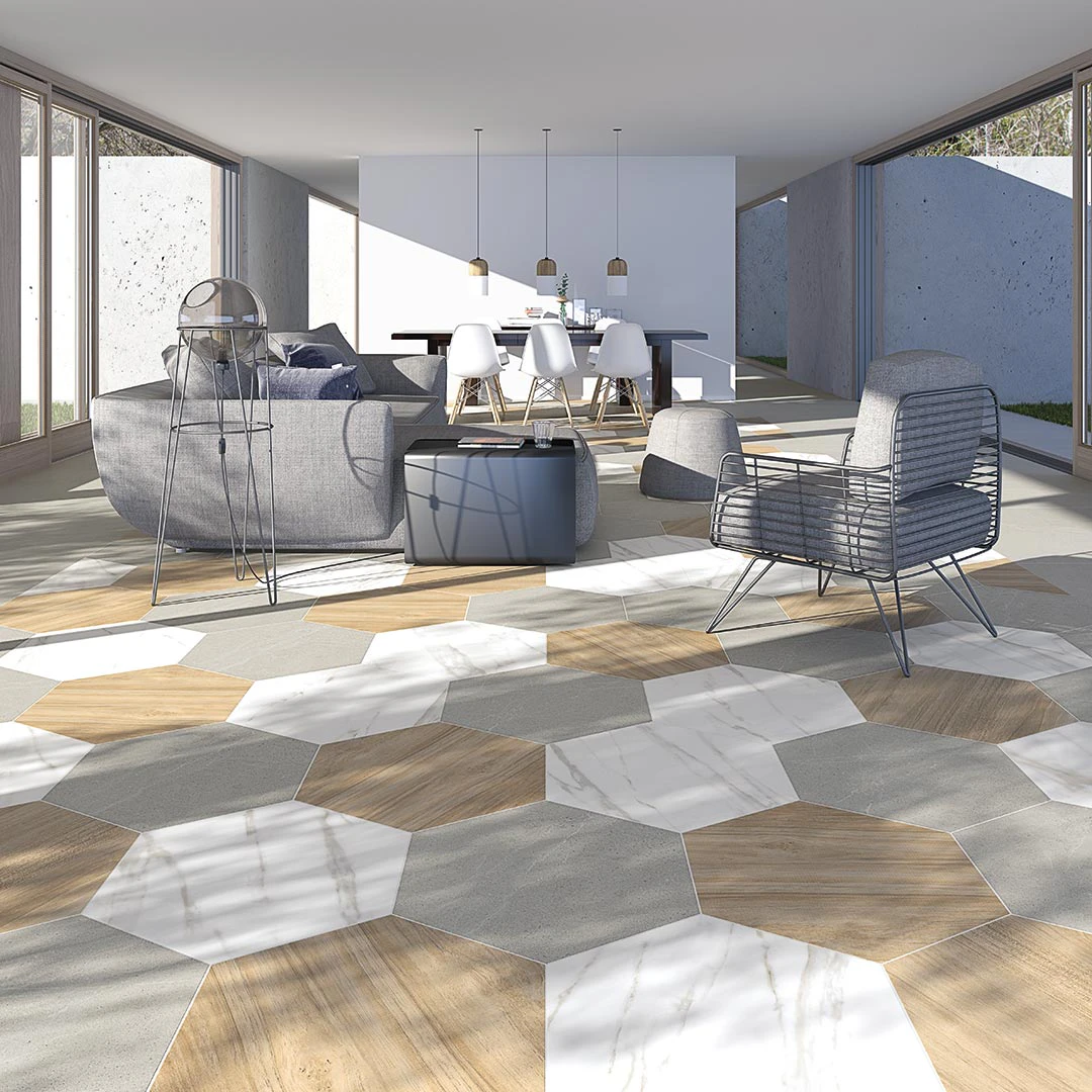 Плитка керамогранитная Nikoi Hexagono Verbier 519x599x9 Vives Плитка керамогранитная Nikoi Hexagono Verbier 519x599x9 Vives