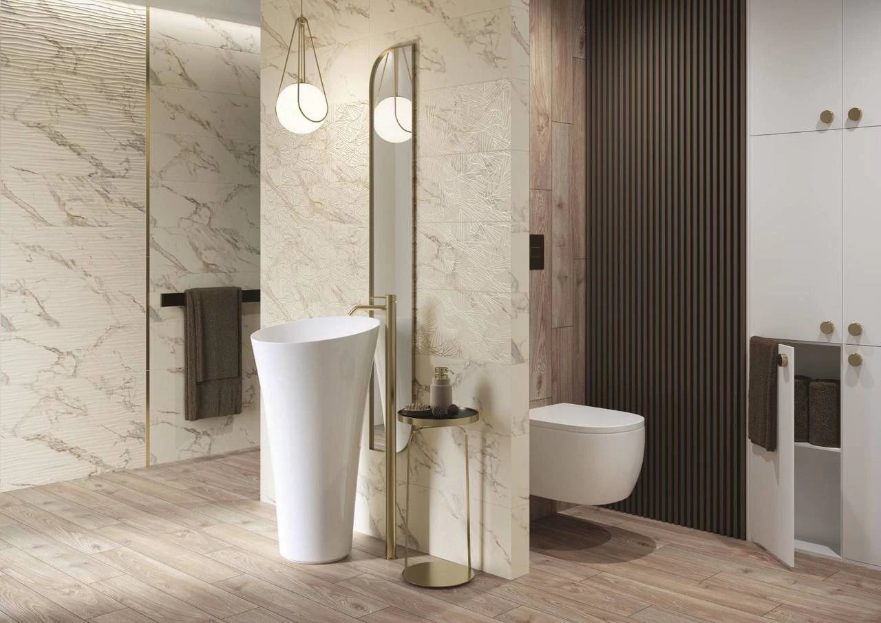 Плитка стеновая Serene Bianco RECT STR 250x750x9 Paradyz Плитка стеновая Serene Bianco RECT STR 250x750x9 Paradyz