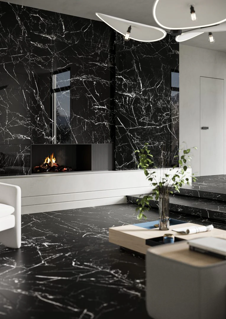 Плитка керамогранітна Marmo Marocco Black POL 797x1597x8 Cerrad Плитка керамогранітна Marmo Marocco Black POL 797x1597x8 Cerrad