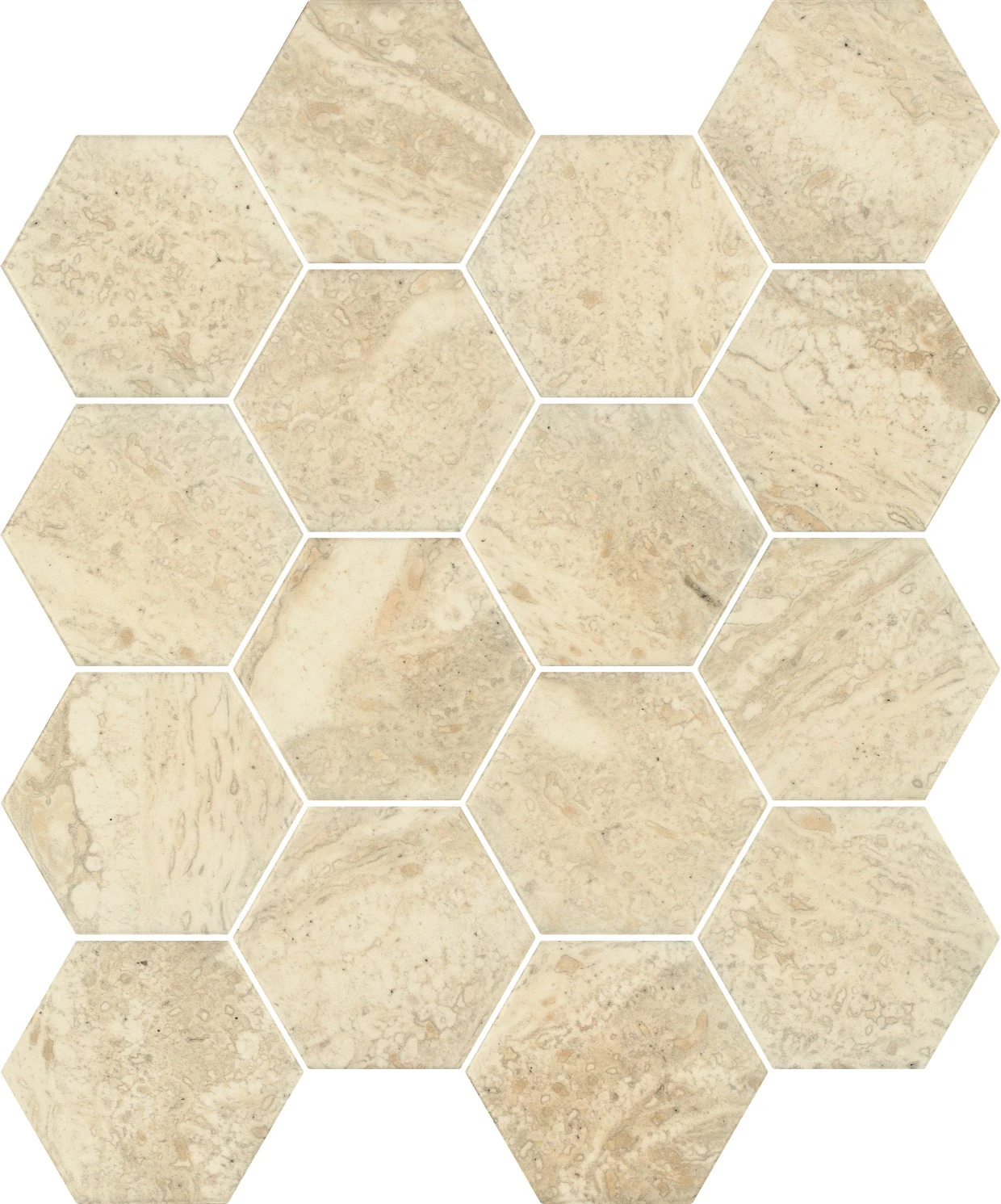 Мозаика Sunlight Stone Beige Hexagon 220x255x6 Paradyz